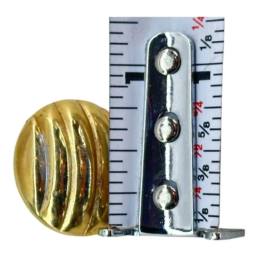 Vintage Crown Trifari Domed Earring Clip On Button Style Ribbed Gold Tone Signed